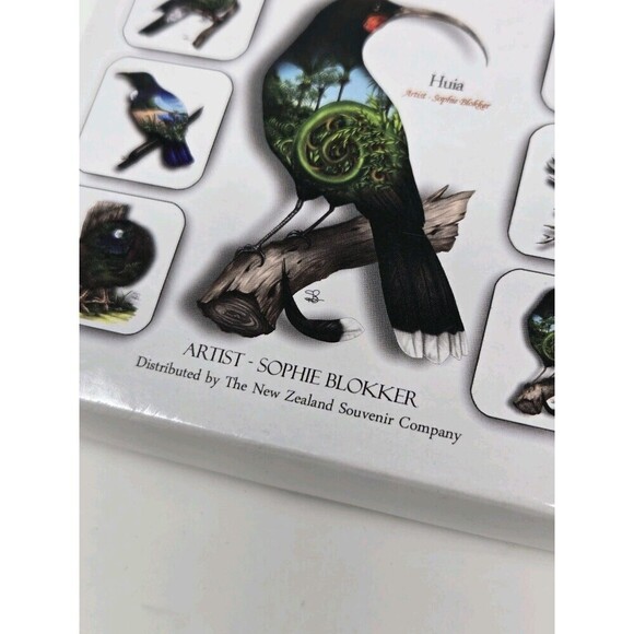VINTAGE NEW ZEALAND BIRDS EYE VIEW COASTERS SET OF 6 SOPHIE BLOKKER ARTIST BOX - Picture 5 of 9